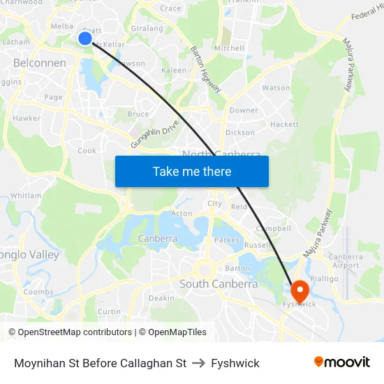 Moynihan St Before Callaghan St to Fyshwick map