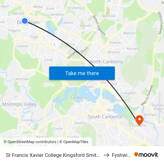 St Francis Xavier College Kingsford Smith Dr to Fyshwick map