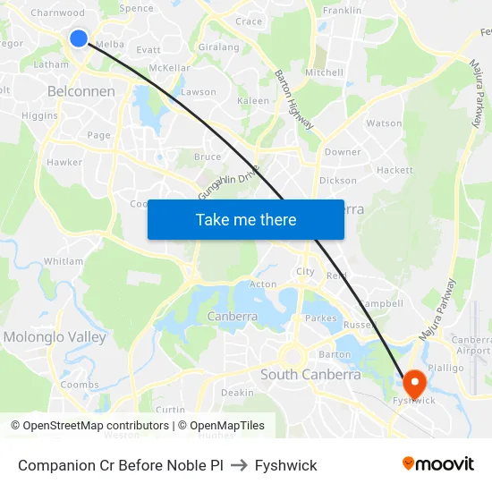 Companion Cr Before Noble Pl to Fyshwick map