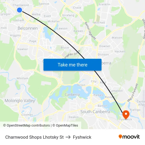 Charnwood Shops Lhotsky St to Fyshwick map