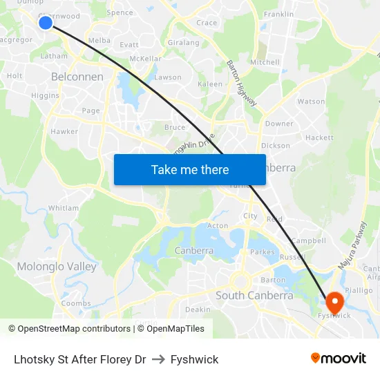 Lhotsky St After Florey Dr to Fyshwick map