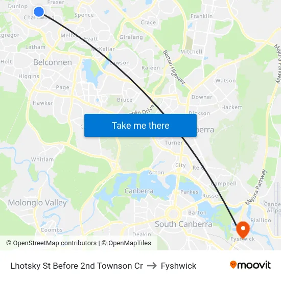 Lhotsky St Before 2nd Townson Cr to Fyshwick map