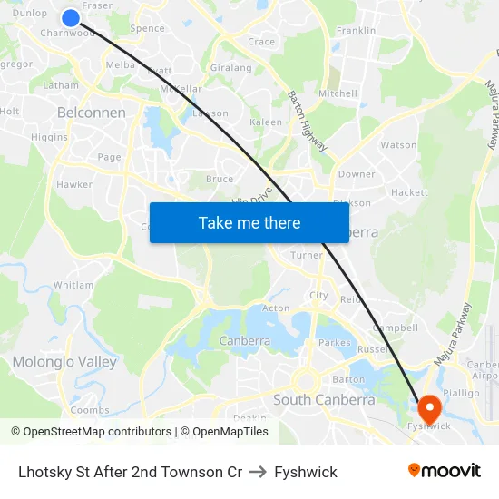Lhotsky St After 2nd Townson Cr to Fyshwick map