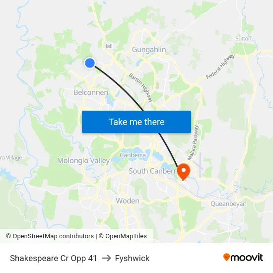 Shakespeare Cr Opp 41 to Fyshwick map