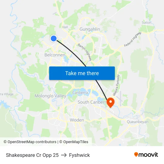 Shakespeare Cr Opp 25 to Fyshwick map