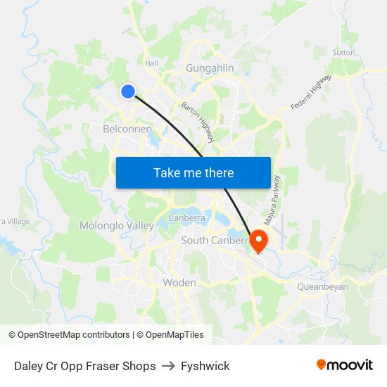 Daley Cr Opp Fraser Shops to Fyshwick map