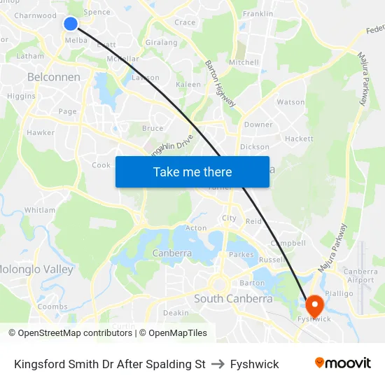 Kingsford Smith Dr After Spalding St to Fyshwick map