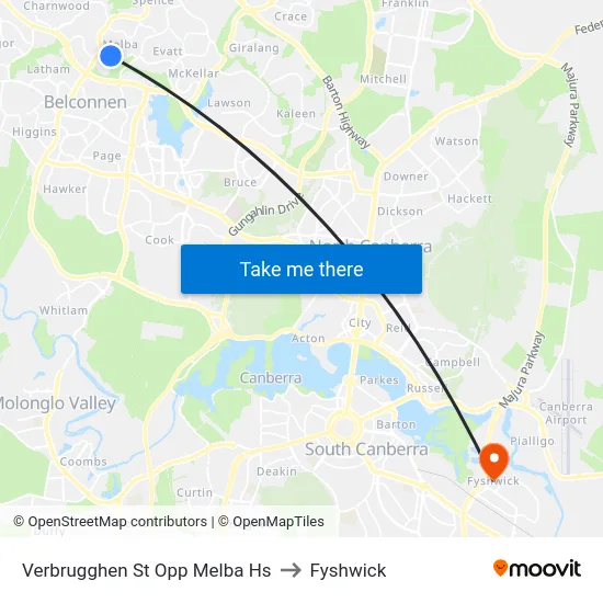 Verbrugghen St Opp Melba Hs to Fyshwick map