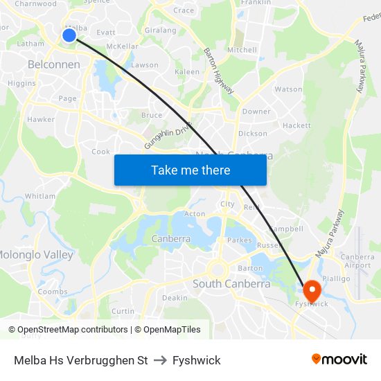 Melba Hs Verbrugghen St to Fyshwick map