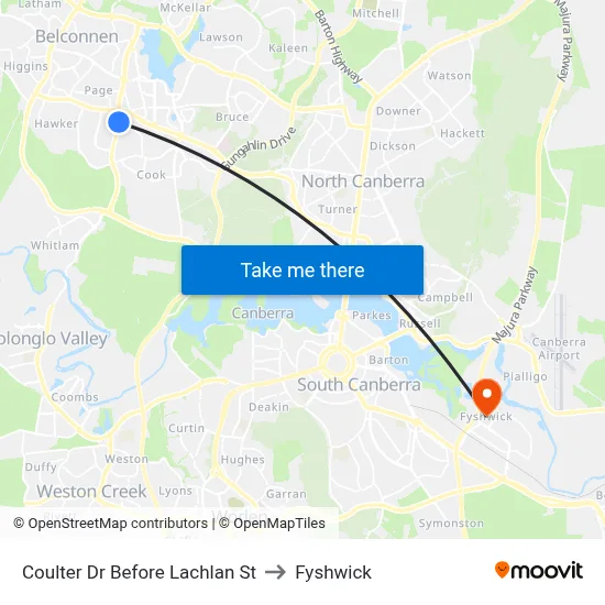Coulter Dr Before Lachlan St to Fyshwick map
