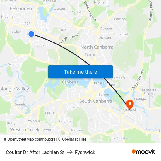 Coulter Dr After Lachlan St to Fyshwick map