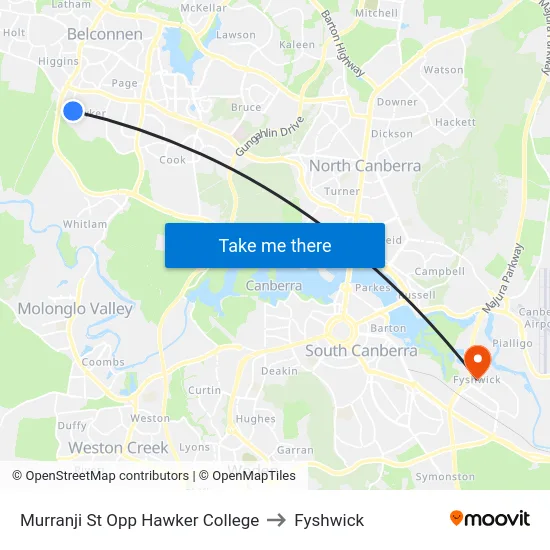 Murranji St Opp Hawker College to Fyshwick map