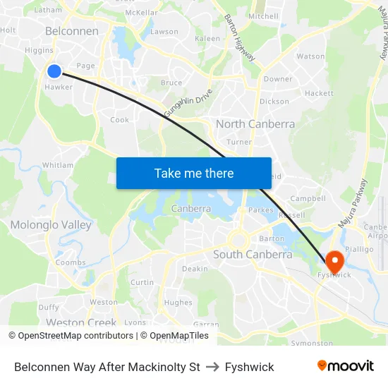 Belconnen Way After Mackinolty St to Fyshwick map