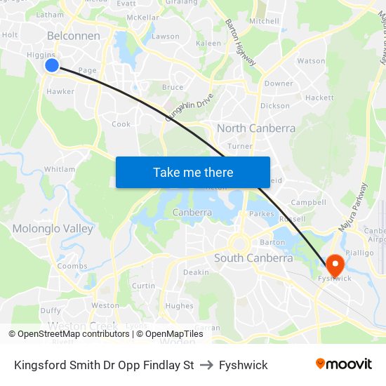 Kingsford Smith Dr Opp Findlay St to Fyshwick map