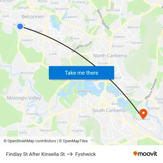 Findlay St After Kinsella St to Fyshwick map