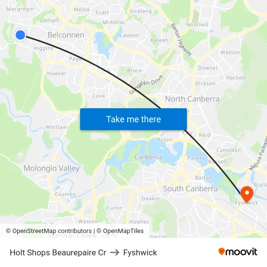 Holt Shops Beaurepaire Cr to Fyshwick map