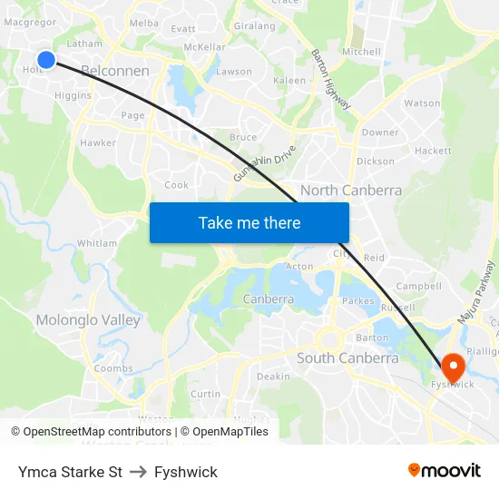 Ymca Starke St to Fyshwick map