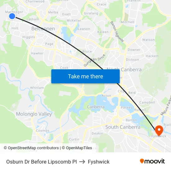 Osburn Dr Before Lipscomb Pl to Fyshwick map