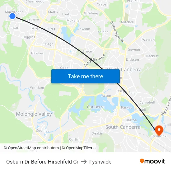 Osburn Dr Before Hirschfeld Cr to Fyshwick map