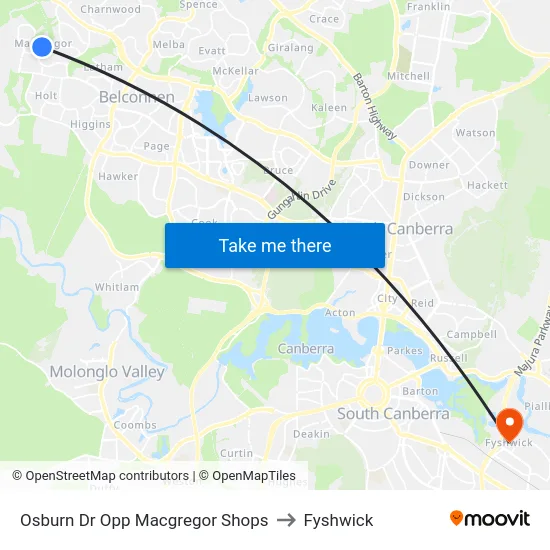 Osburn Dr Opp Macgregor Shops to Fyshwick map