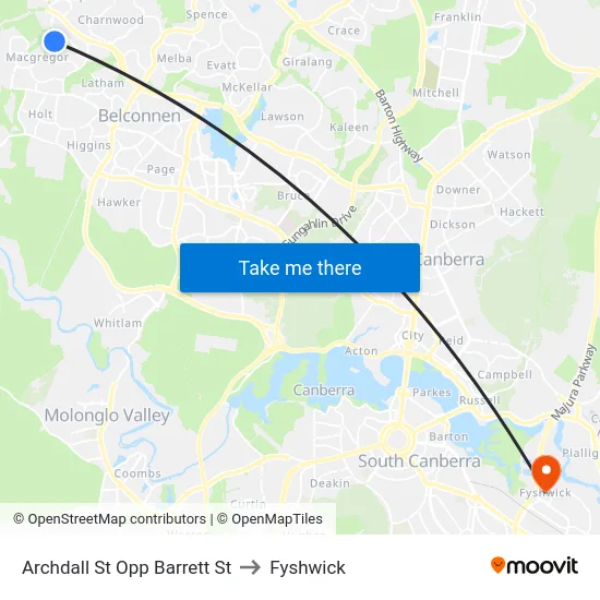 Archdall St Opp Barrett St to Fyshwick map