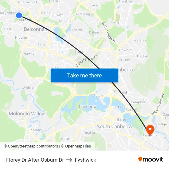 Florey Dr After Osburn Dr to Fyshwick map