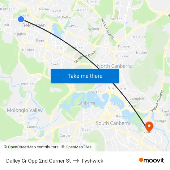 Dalley Cr Opp 2nd Gurner St to Fyshwick map