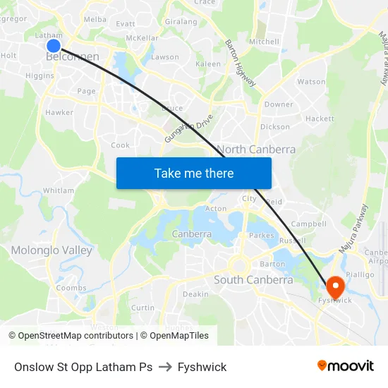 Onslow St Opp Latham Ps to Fyshwick map