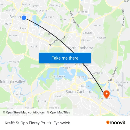 Krefft St Opp Florey Ps to Fyshwick map