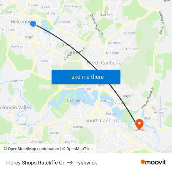 Florey Shops Ratcliffe Cr to Fyshwick map