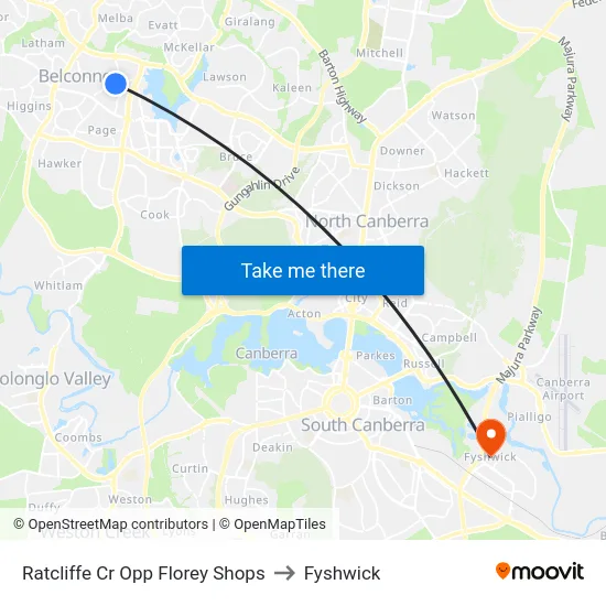 Ratcliffe Cr Opp Florey Shops to Fyshwick map