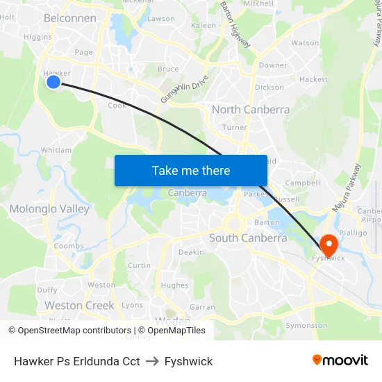 Hawker Ps Erldunda Cct to Fyshwick map