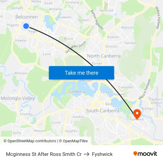Mcginness St After Ross Smith Cr to Fyshwick map