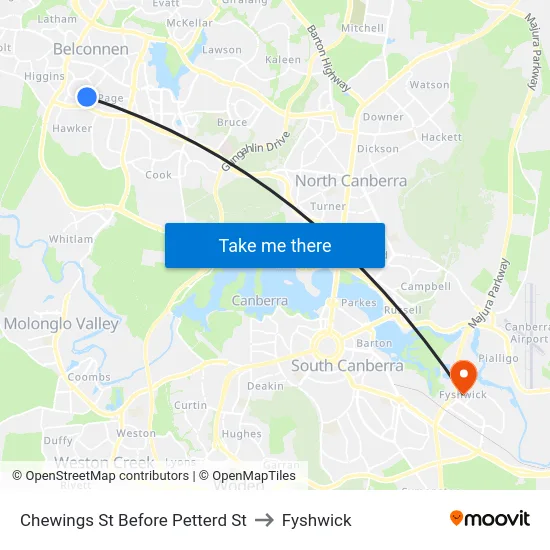 Chewings St Before Petterd St to Fyshwick map