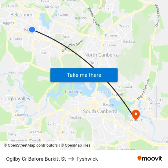 Ogilby Cr Before Burkitt St to Fyshwick map