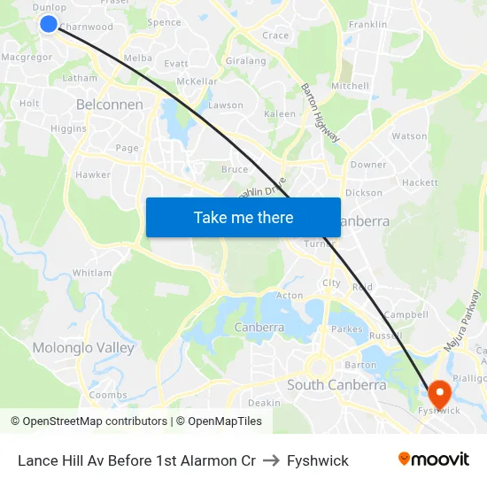 Lance Hill Av Before 1st Alarmon Cr to Fyshwick map
