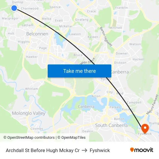 Archdall St Before Hugh Mckay Cr to Fyshwick map