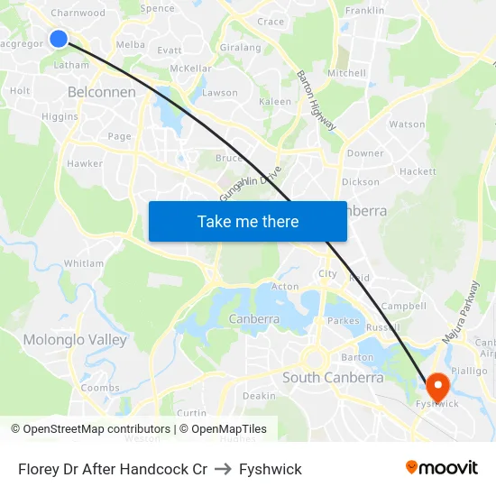 Florey Dr After Handcock Cr to Fyshwick map