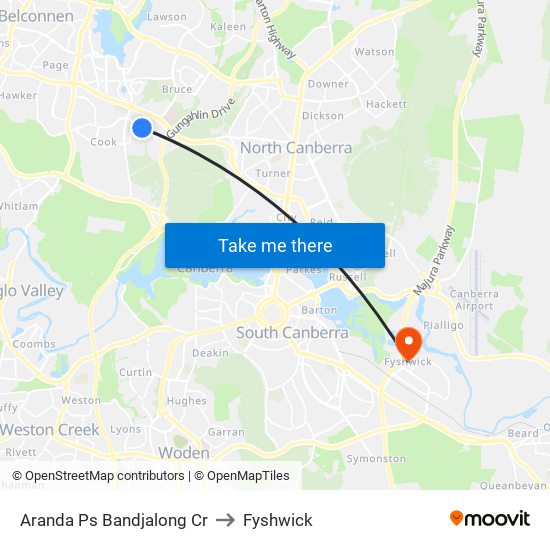 Aranda Ps Bandjalong Cr to Fyshwick map