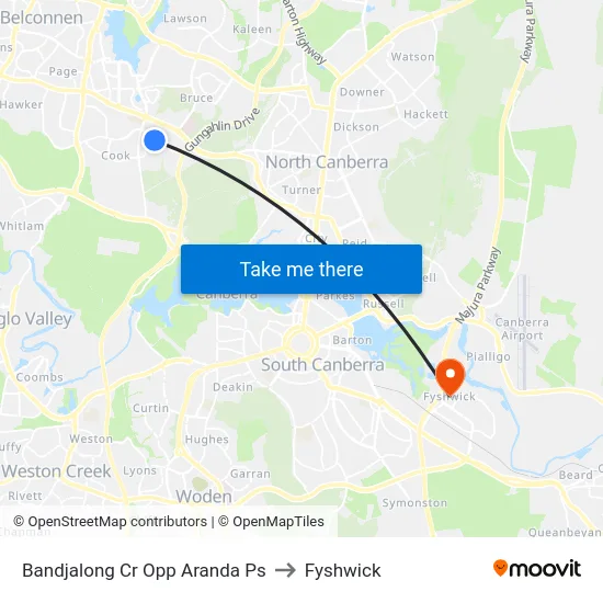 Bandjalong Cr Opp Aranda Ps to Fyshwick map