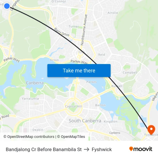 Bandjalong Cr Before Banambila St to Fyshwick map