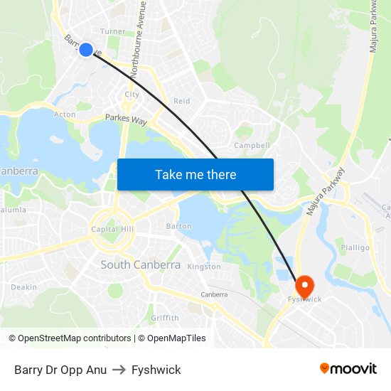 Barry Dr Opp Anu to Fyshwick map