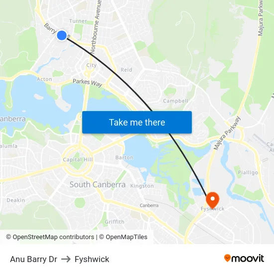 Anu Barry Dr to Fyshwick map