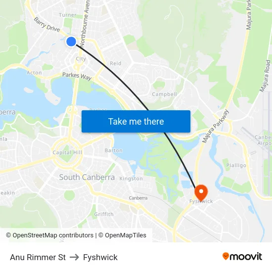Anu Rimmer St to Fyshwick map