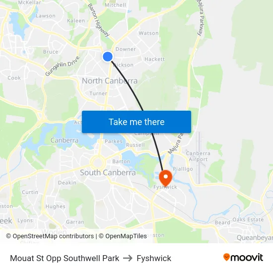 Mouat St Opp Southwell Park to Fyshwick map