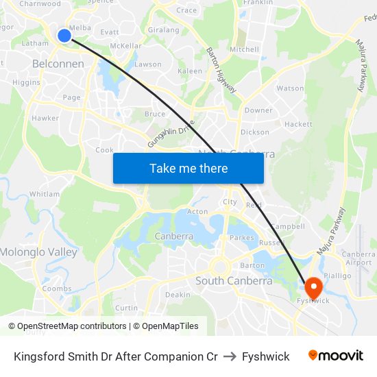 Kingsford Smith Dr After Companion Cr to Fyshwick map