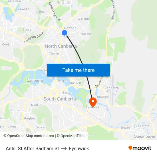 Antill St After Badham St to Fyshwick map