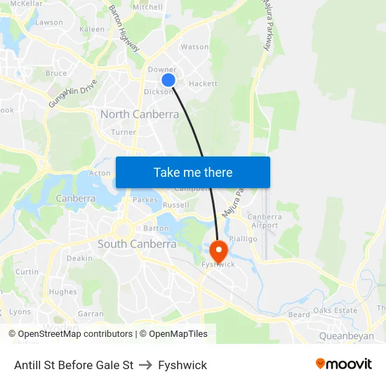 Antill St Before Gale St to Fyshwick map