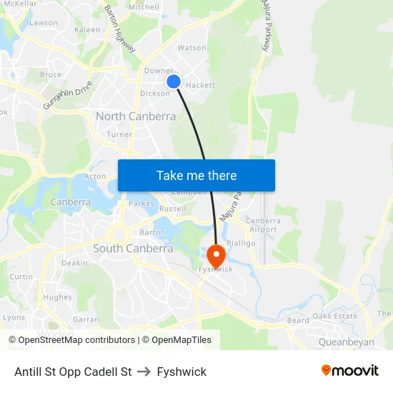 Antill St Opp Cadell St to Fyshwick map