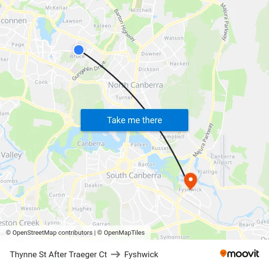 Thynne St After Traeger Ct to Fyshwick map
